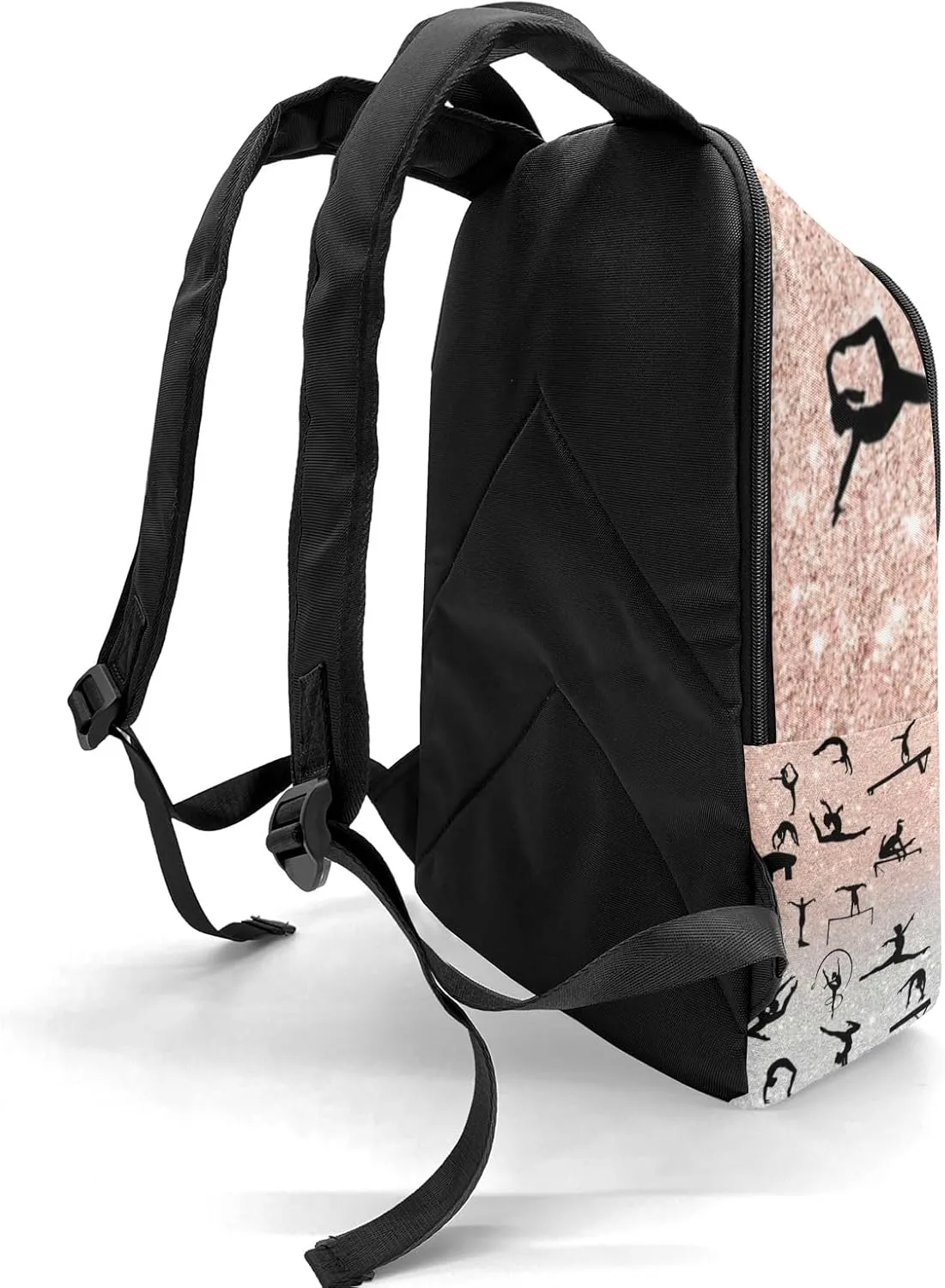 Gymnastic Moves Pink Grey Glitter Personalized Backpack for Teen Custom Travel Backpack for Boys Girs Bookbag Casual Bag Name Gift, Design 1, EU5566SS
