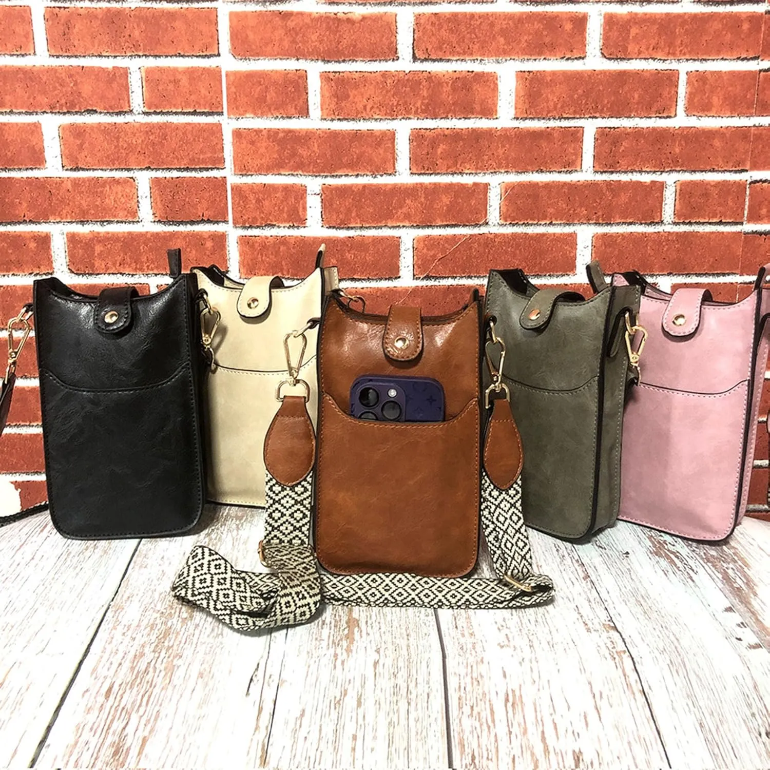 HAIBOLAN Small Crossbody Bags for Women Cell Phone Purse Holder Wallet with Adjustable Guitar Strap