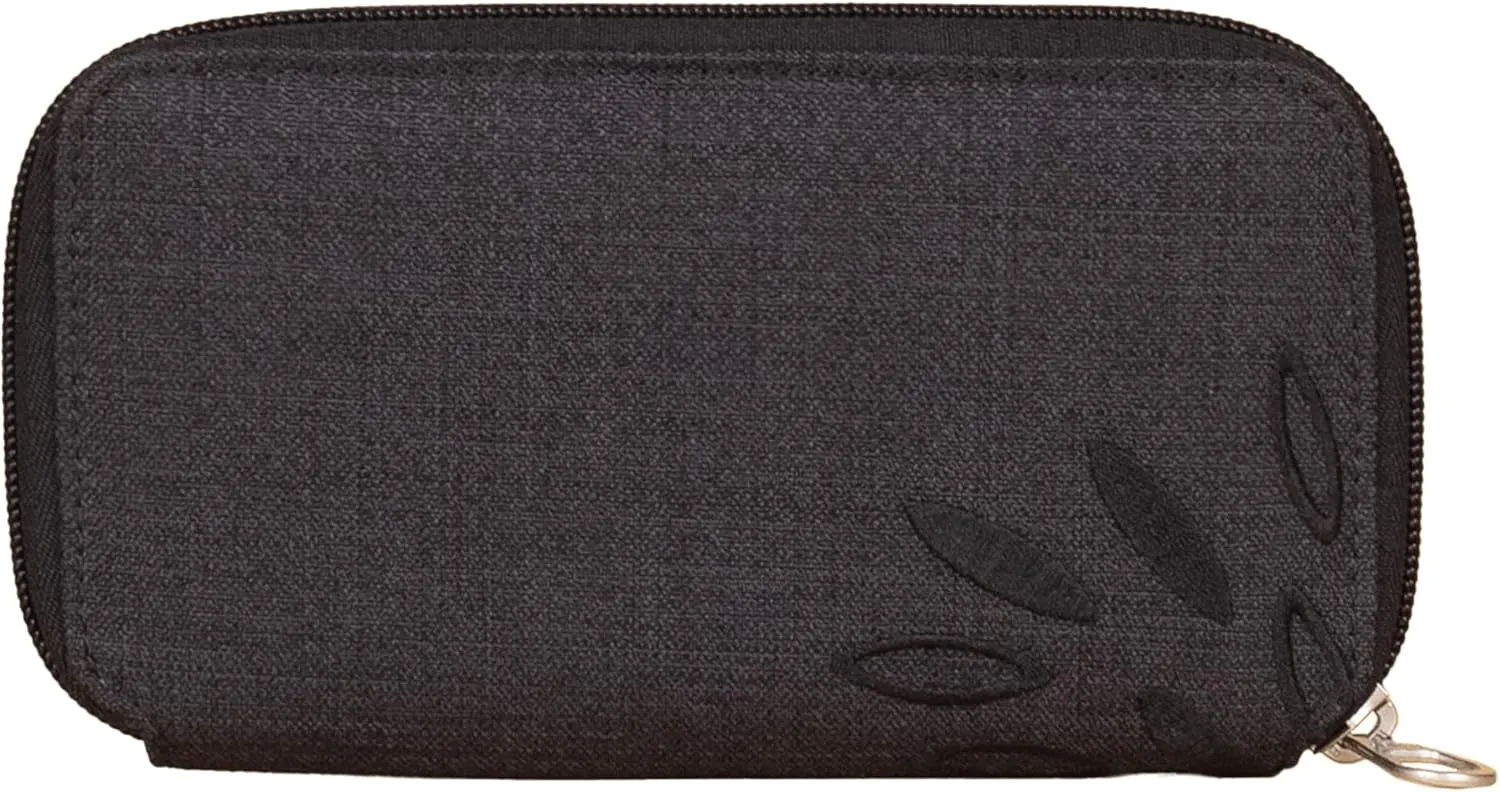 HAIKU Intrepid Small and Slim Women's Wristlet Wallet, Clutch Purse, Zip Around RFID-Blocking Credit Card holder, and ID Holder, Black in Bloom