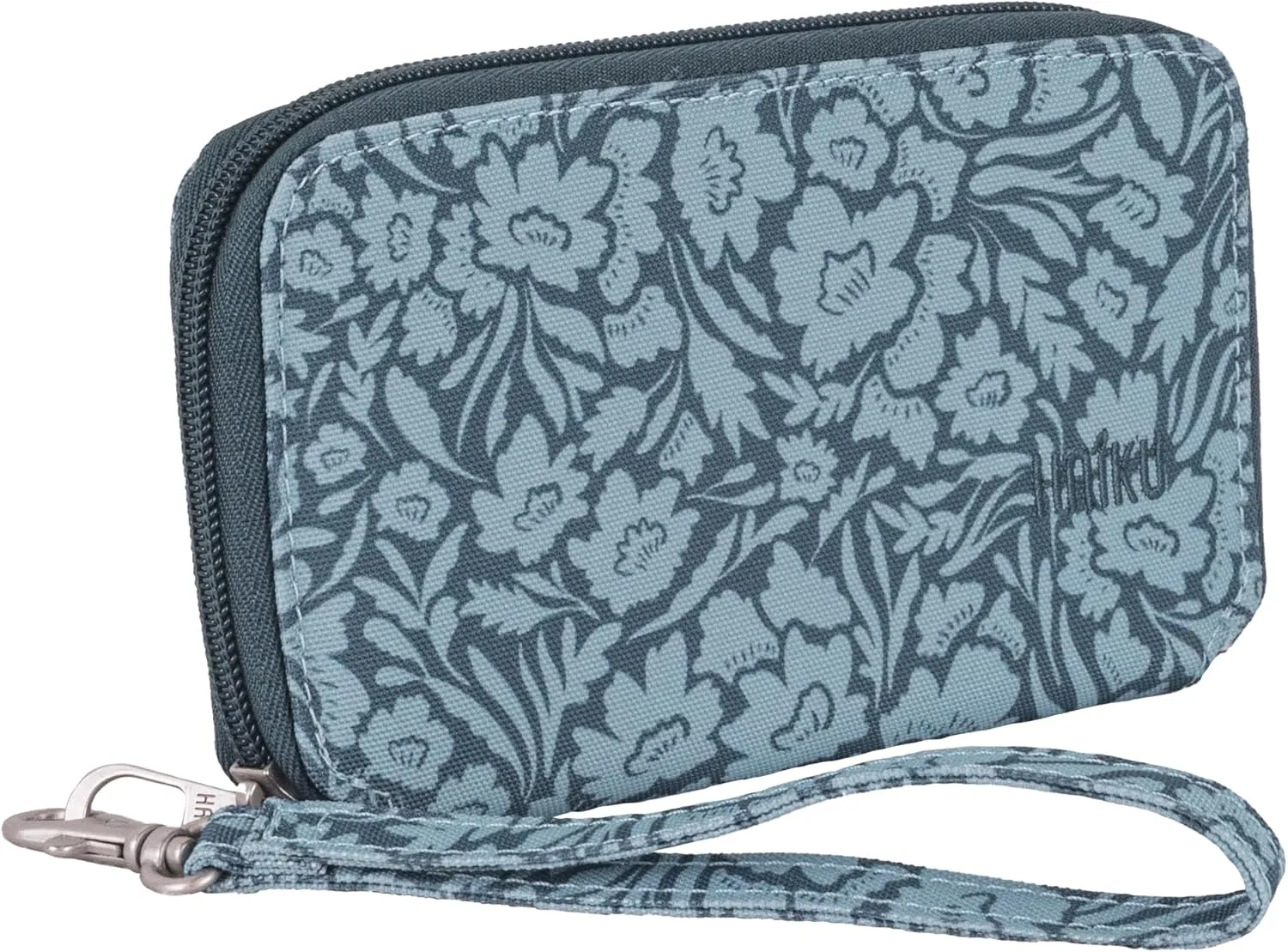 HAIKU Intrepid Small and Slim Women's Wristlet Wallet, Clutch Purse, Zip Around RFID-Blocking Credit Card holder, and ID Holder, Floral Garden