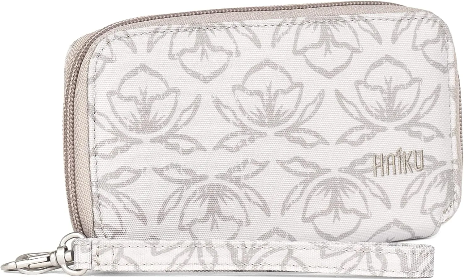 HAIKU Intrepid Small and Slim Women's Wristlet Wallet, Clutch Purse, Zip Around RFID-Blocking Credit Card holder, and ID Holder, Geo Tulip Print