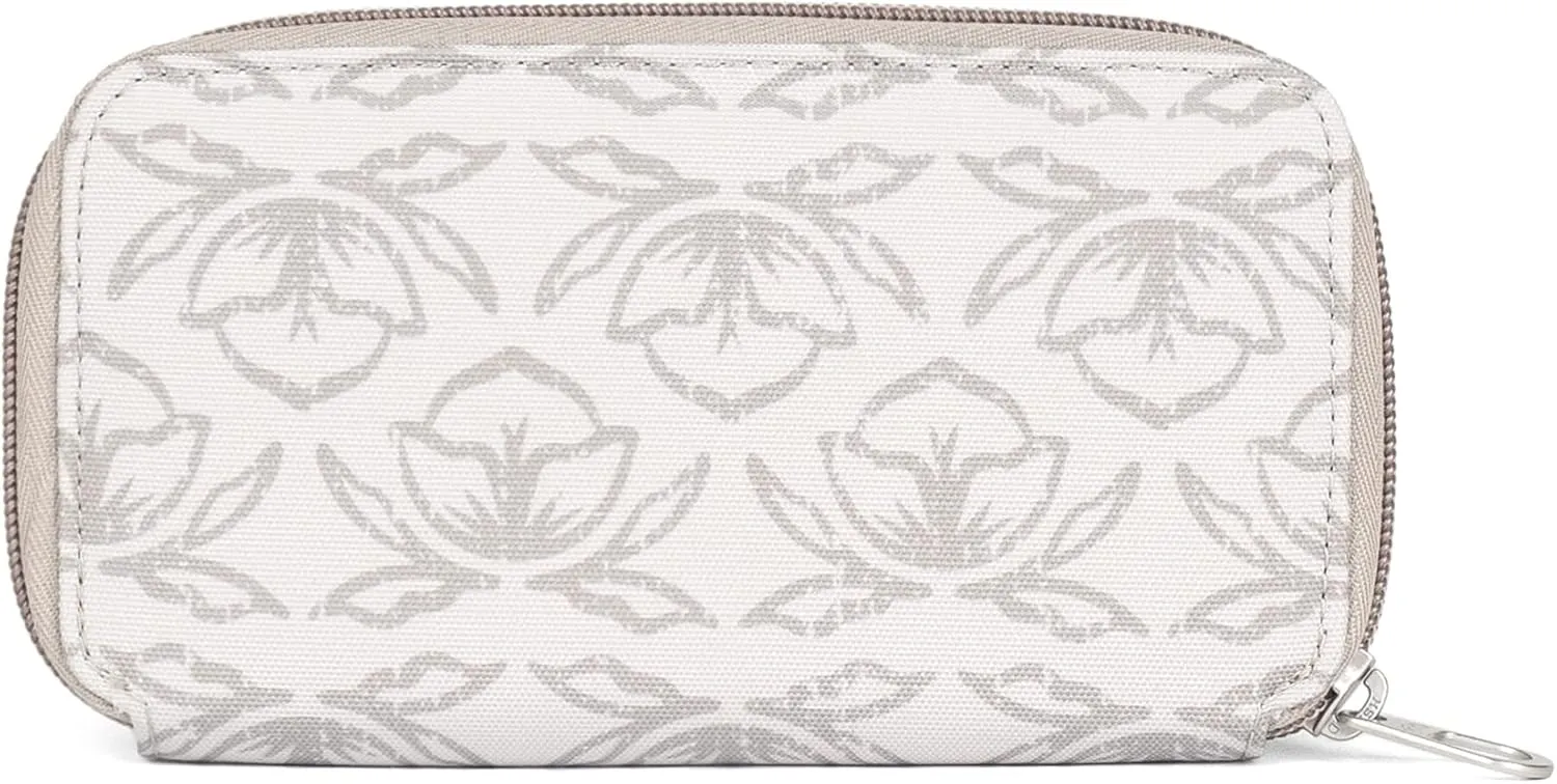 HAIKU Intrepid Small and Slim Women's Wristlet Wallet, Clutch Purse, Zip Around RFID-Blocking Credit Card holder, and ID Holder, Geo Tulip Print