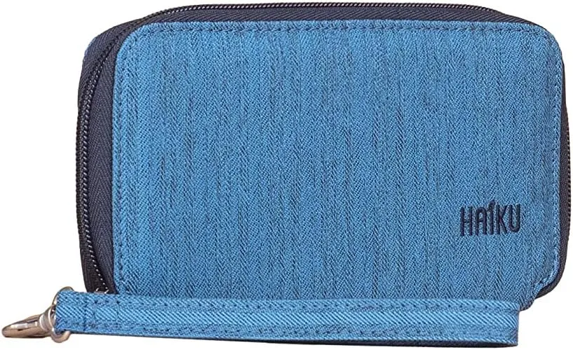HAIKU Intrepid Small and Slim Women's Wristlet Wallet, Clutch Purse, Zip Around RFID-Blocking Credit Card holder, and ID Holder, Sapphire