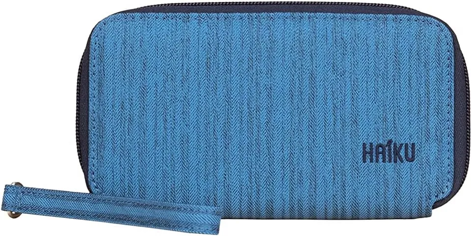 HAIKU Intrepid Small and Slim Women's Wristlet Wallet, Clutch Purse, Zip Around RFID-Blocking Credit Card holder, and ID Holder, Sapphire