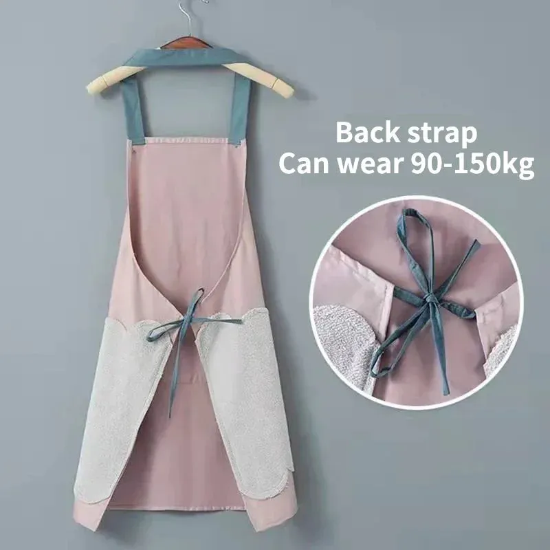 Hand-Wiping Kitchen Apron, Oil-Proof Waterproof Cooking Apron