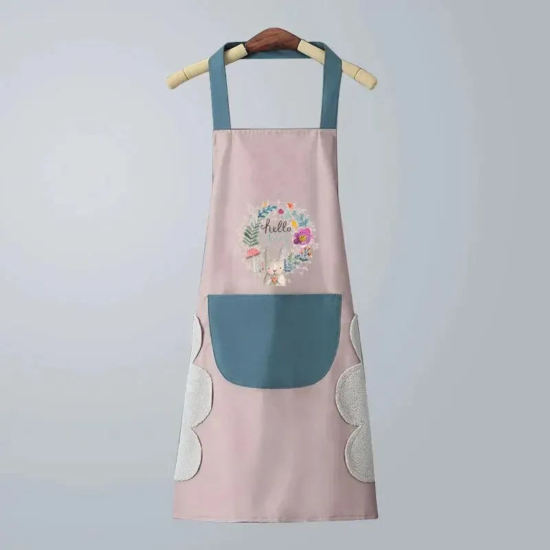 Hand-Wiping Kitchen Apron, Oil-Proof Waterproof Cooking Apron