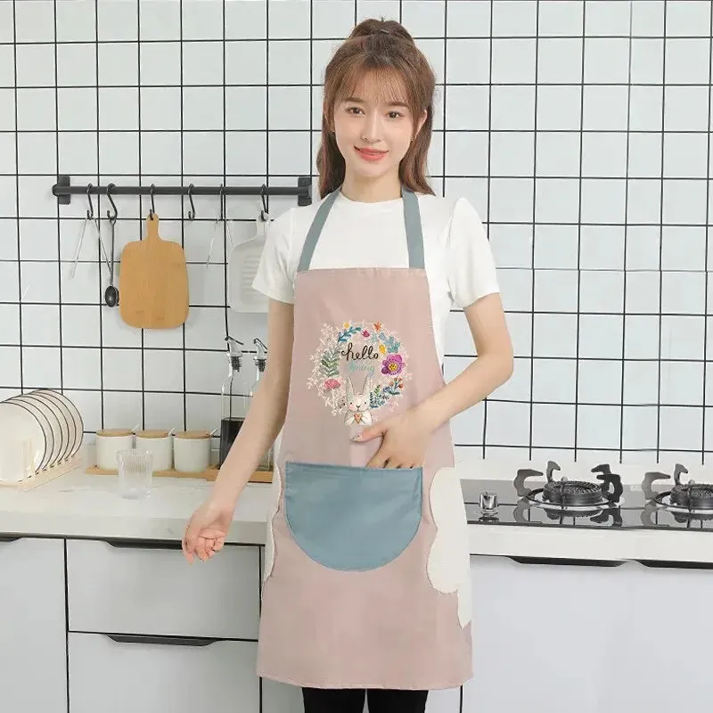 Hand-Wiping Kitchen Apron, Oil-Proof Waterproof Cooking Apron