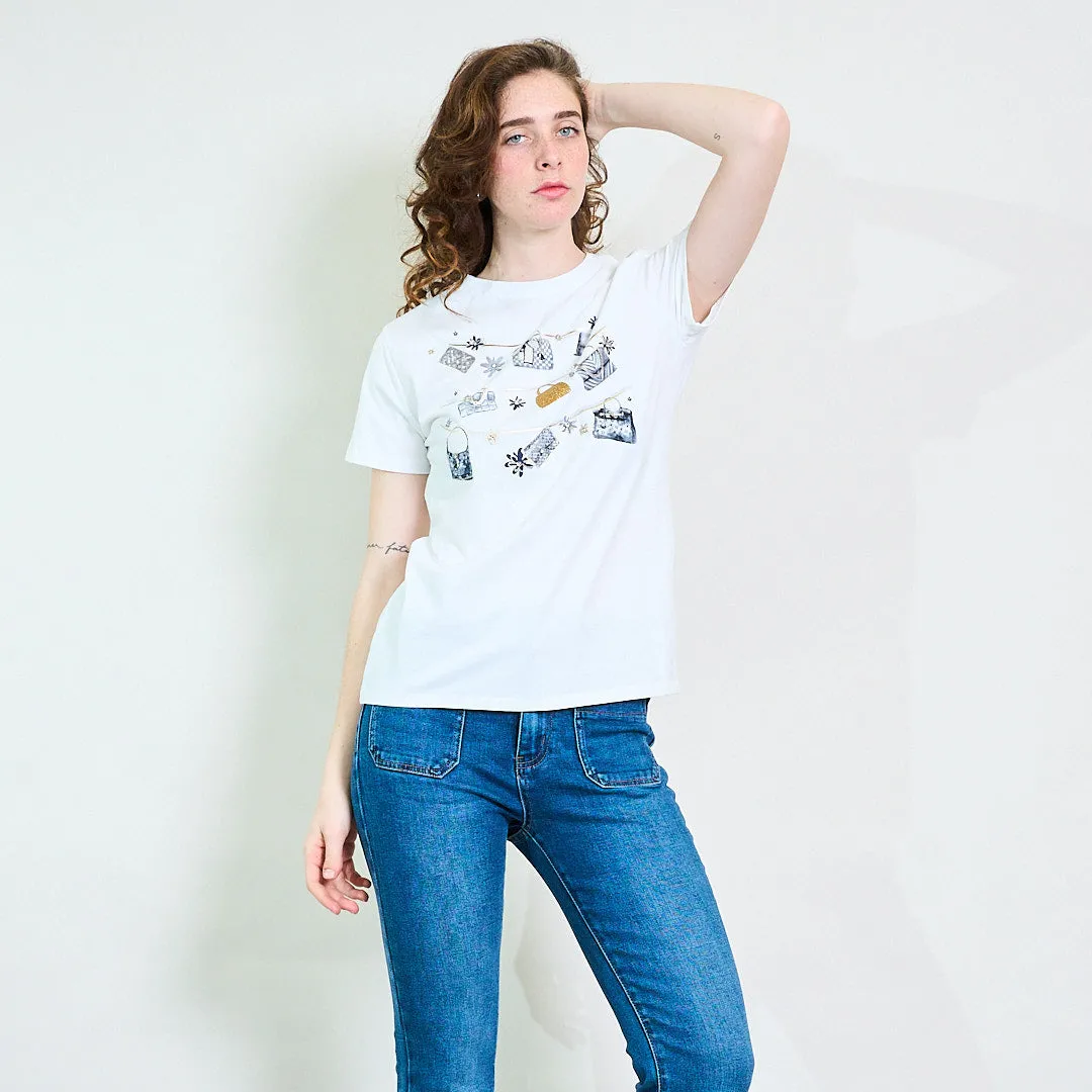 Handbag print "Chic Essentials" embellished graphic t-shirt wholesale