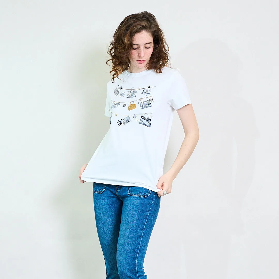 Handbag print "Chic Essentials" embellished graphic t-shirt wholesale