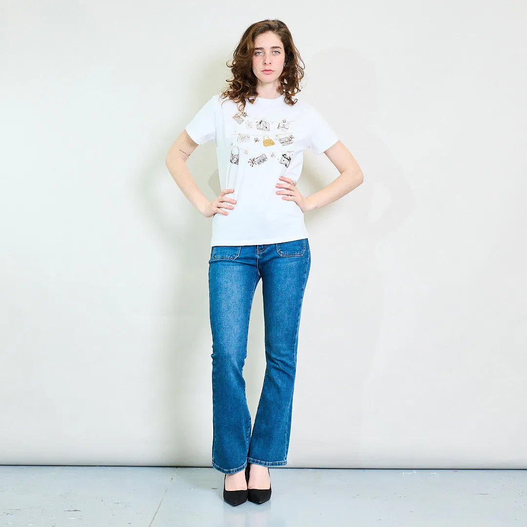Handbag print "Chic Essentials" embellished graphic t-shirt wholesale