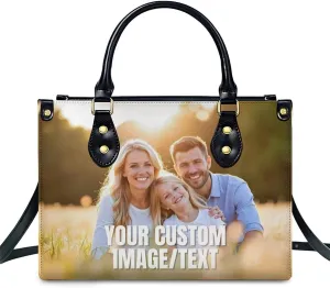 Handbags for Women - Personalized Leather Purse with Name Photo - Tote Bags for Mom Grandma - Custom Gifts Ideas for Her