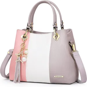 Handbags for Women with Multiple Internal Pockets in Pretty Color Combination, Women's Satchel Handbag