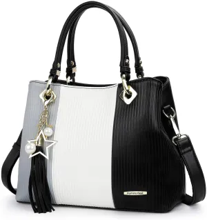 Handbags for Women with Multiple Internal Pockets in Pretty Color Combination, Women's Satchel Handbag