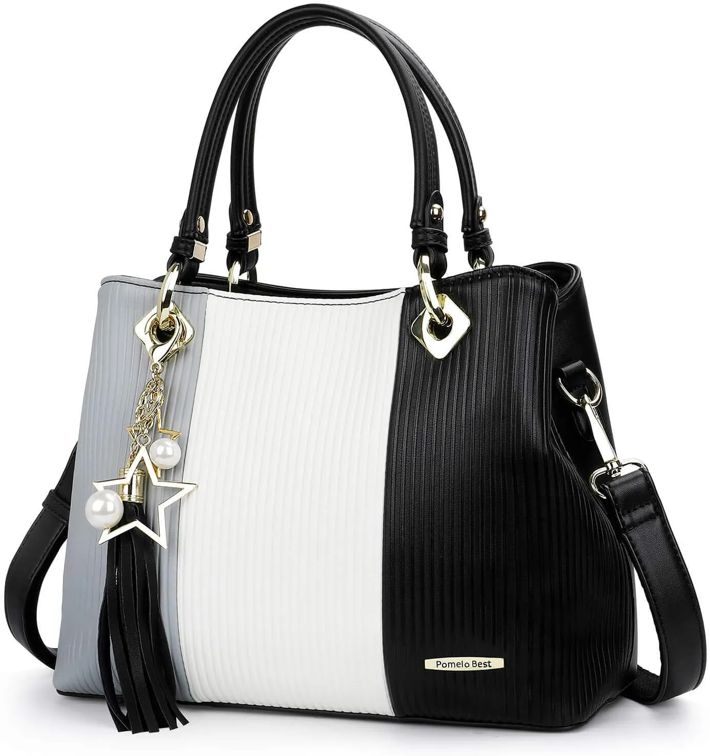 Handbags for Women with Multiple Internal Pockets in Pretty Color Combination, Women's Satchel Handbag