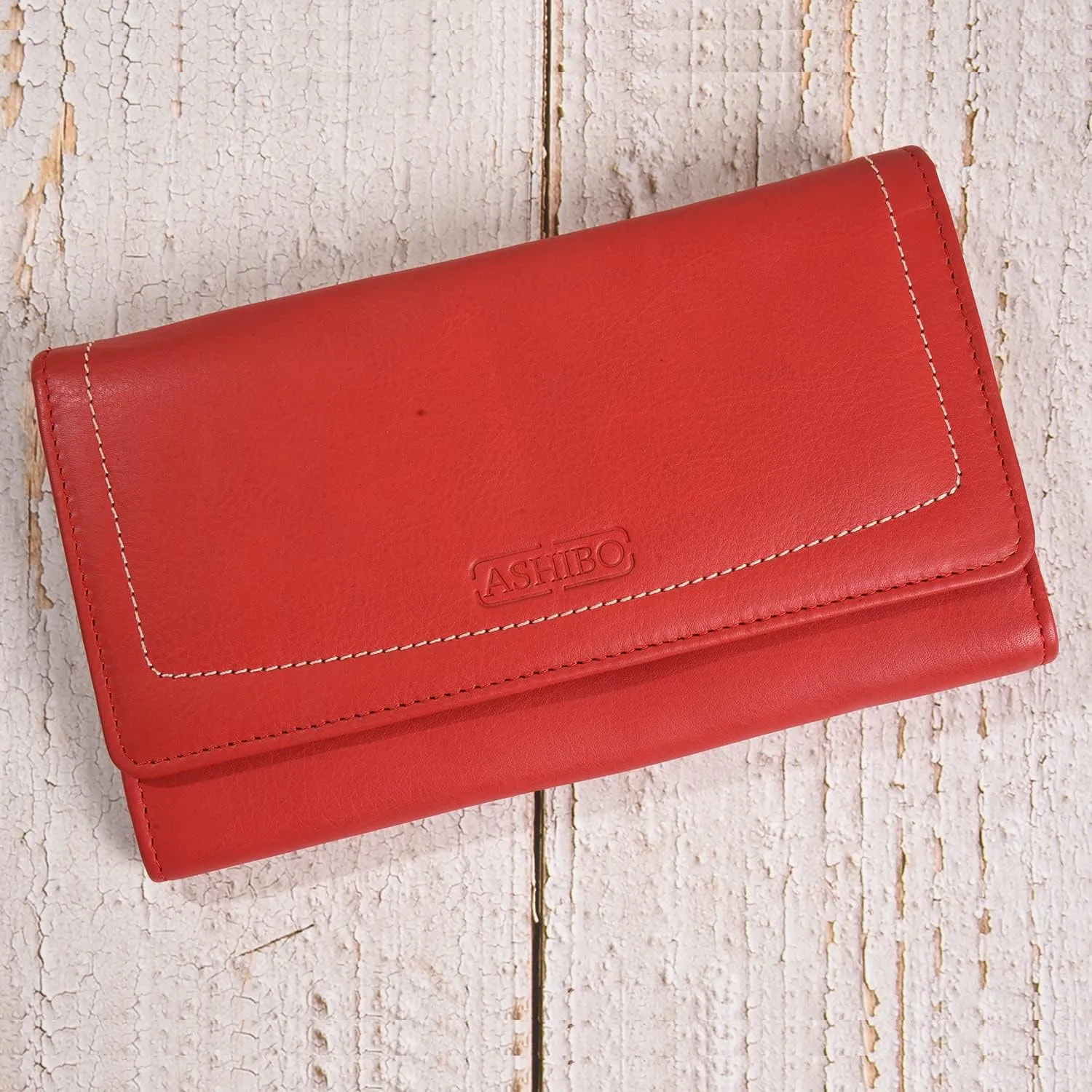 Handcrafted Women's Clutch Wallet Large Cpacity RFID Blocking Continental Purse Nappa Flat Genuine Leather Multiple Card Bills Holder with Zippered Pocket Phone Holder Wallet