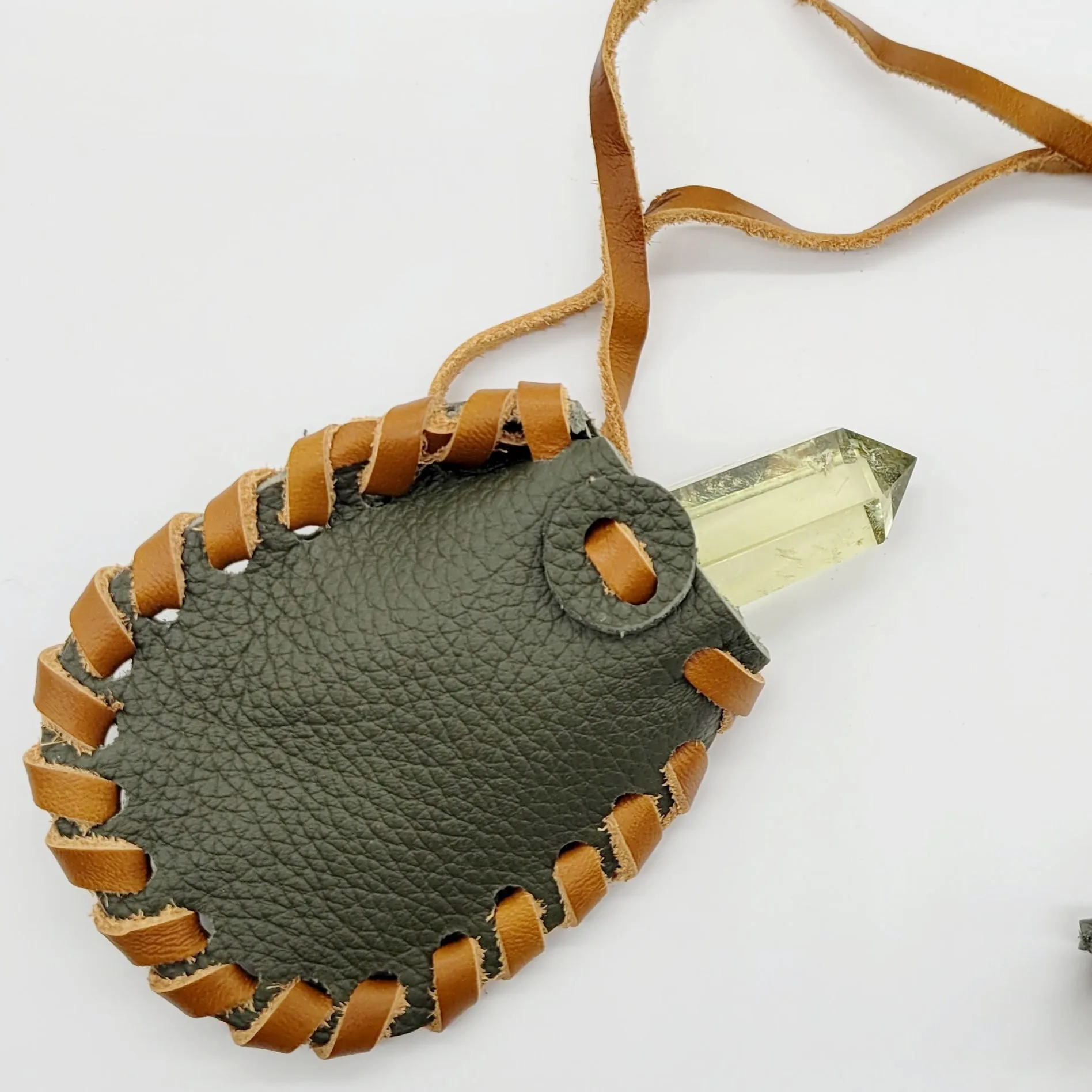 Handmade leather medicine bag with adjustable leather cord(12 pack/ $8 ea.)