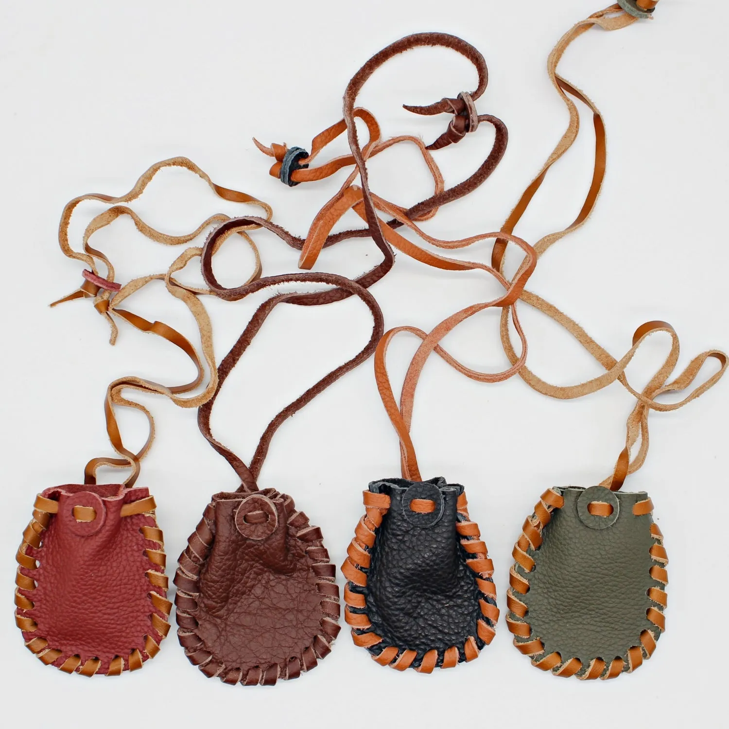 Handmade leather medicine bag with adjustable leather cord(12 pack/ $8 ea.)