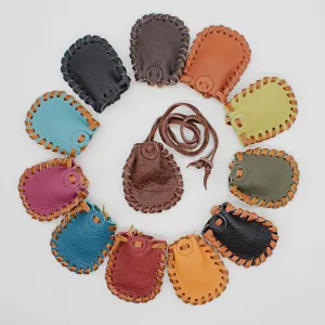 Handmade leather medicine bag with adjustable leather cord(12 pack/ $8 ea.)