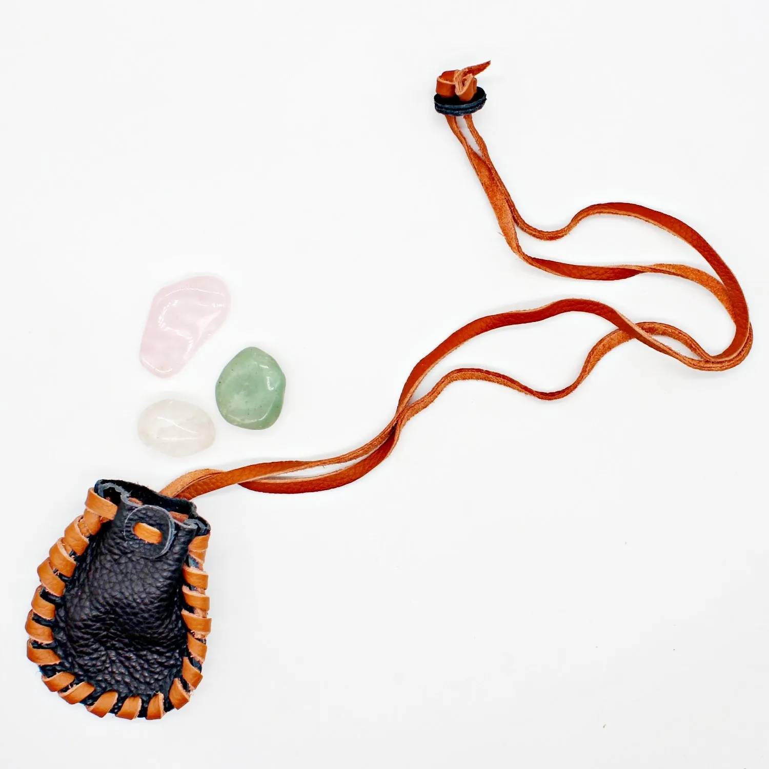 Handmade leather medicine bag with adjustable leather cord(12 pack/ $8 ea.)