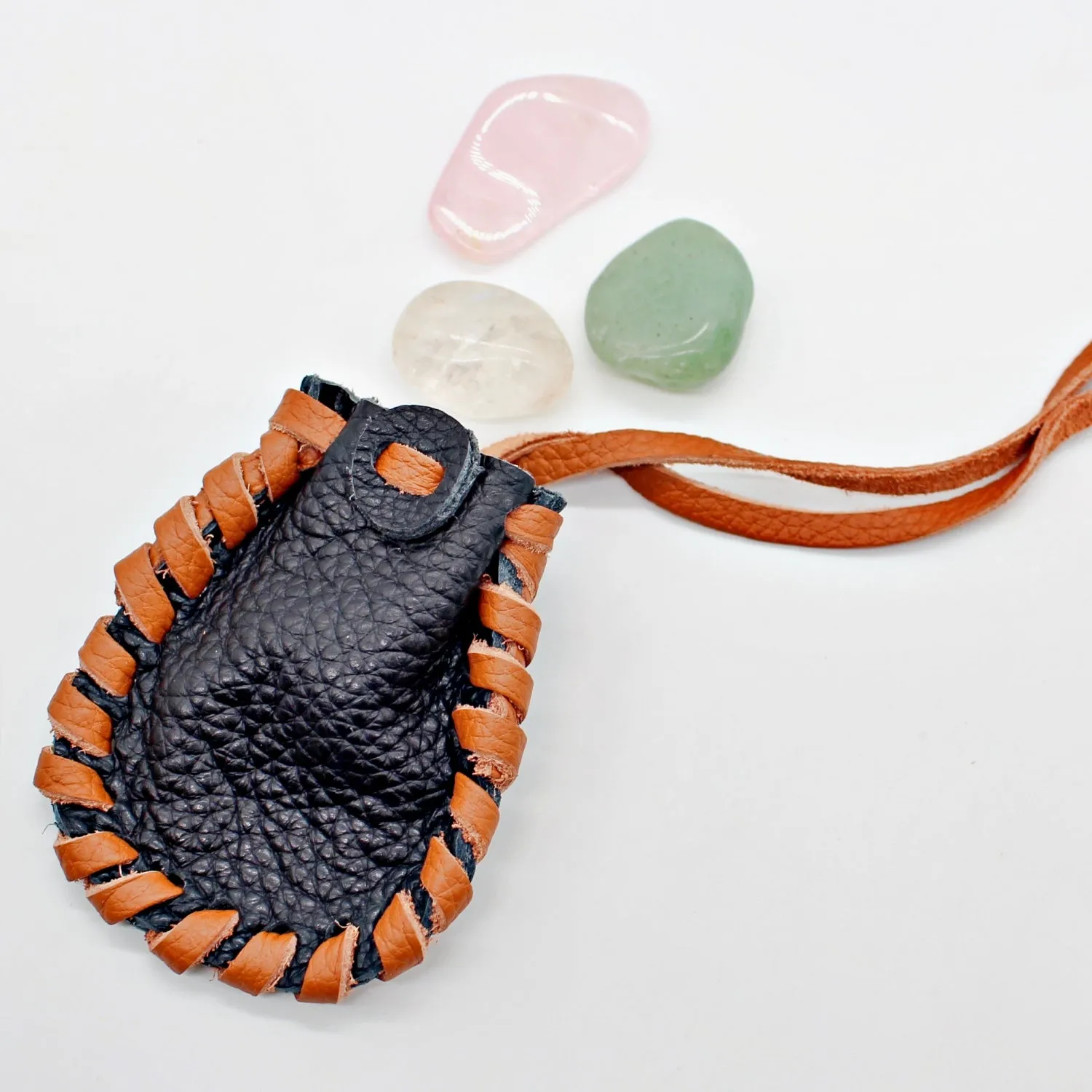 Handmade leather medicine bag with adjustable leather cord(12 pack/ $8 ea.)