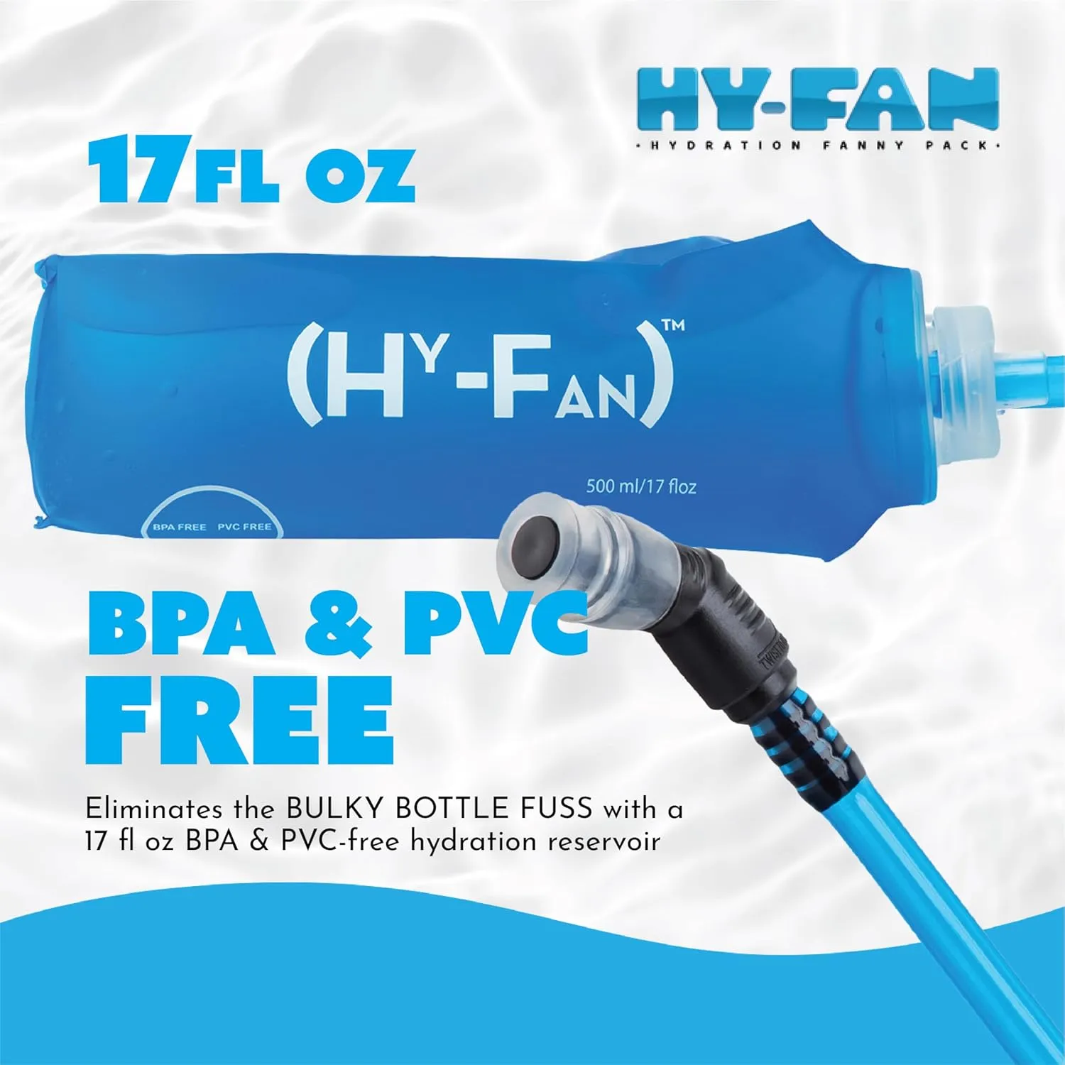 Handy On-The-Go Hydration Water-Repellent Malecon Premium Pack, Includes Magnetic Tube Holder and Extra-Wide Comfort Strap, 17 Fluid Ounce Capacity (1, Black)