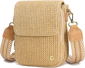 Haytijoe RFID Straw Crossbody Bag for Women 2025 Small Raffia Cell Phone Purse with Card Slots Crossbody Wallet for Travel
