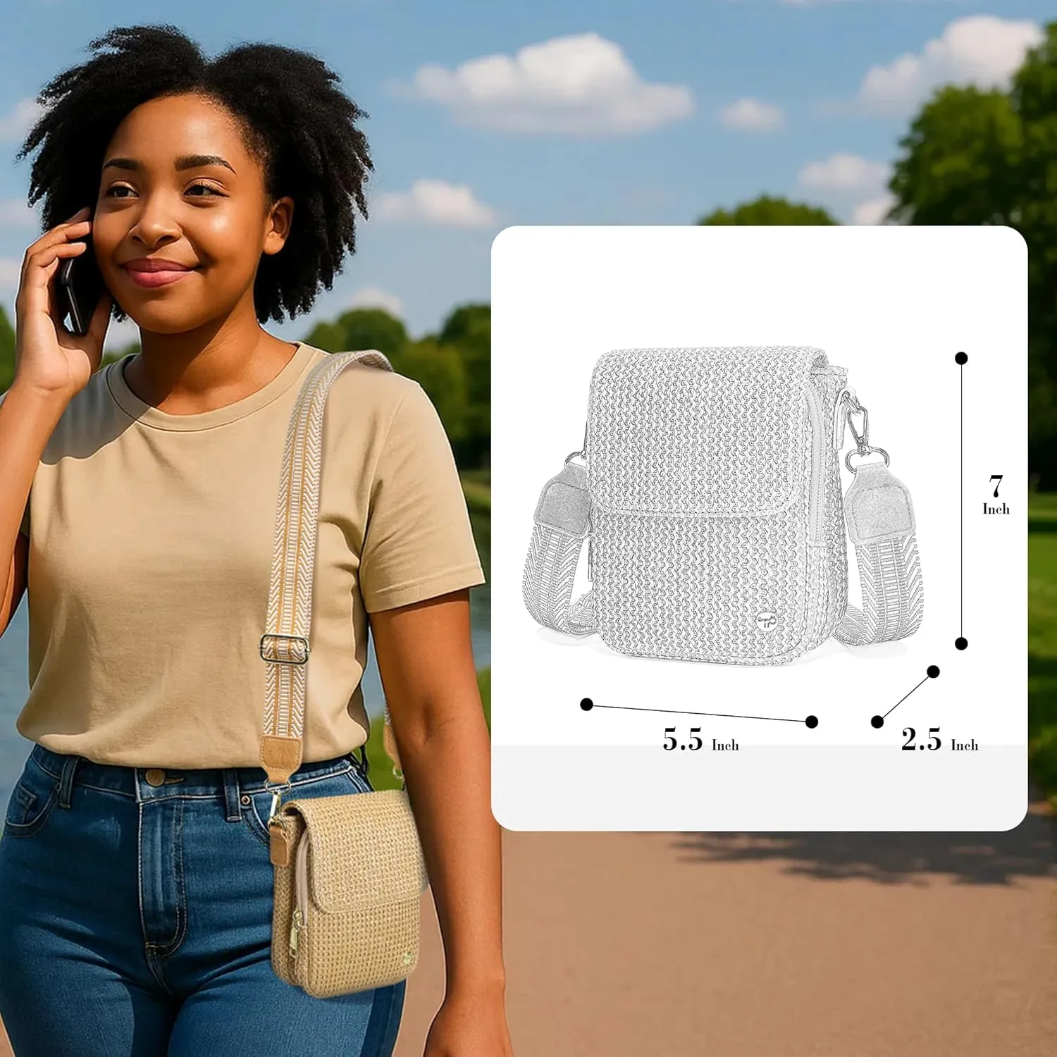 Haytijoe RFID Straw Crossbody Bag for Women 2025 Small Raffia Cell Phone Purse with Card Slots Crossbody Wallet for Travel