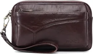 Hebetag Leather Clutch Purse Wallet for Men Organizer Holder Wrist Bag