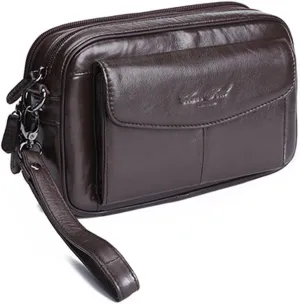 Hebetag Leather Clutch Purse Wallet for Men Organizer Holder Wrist Bag