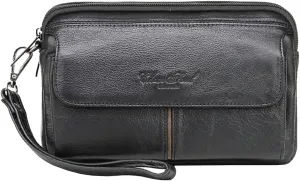 Hebetag Leather Clutch Purse Wallet for Men Organizer Holder Wrist Bag