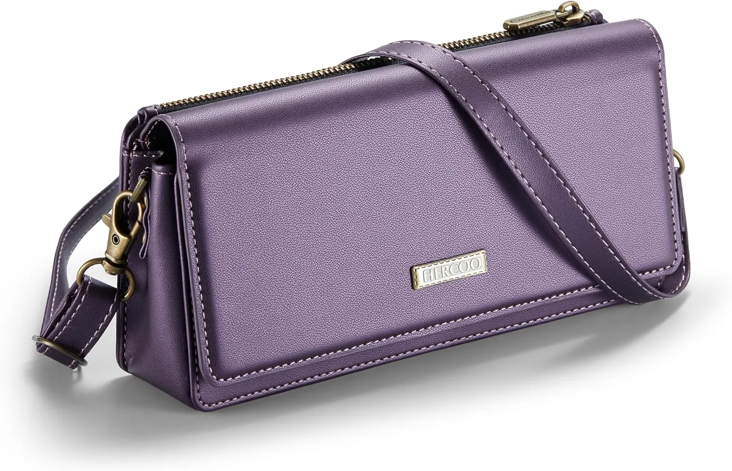 HERCOO Small Crossbody Phone Purse, Women's RFID Crossbody Wallet Wristlet Purse with Phone Pocket