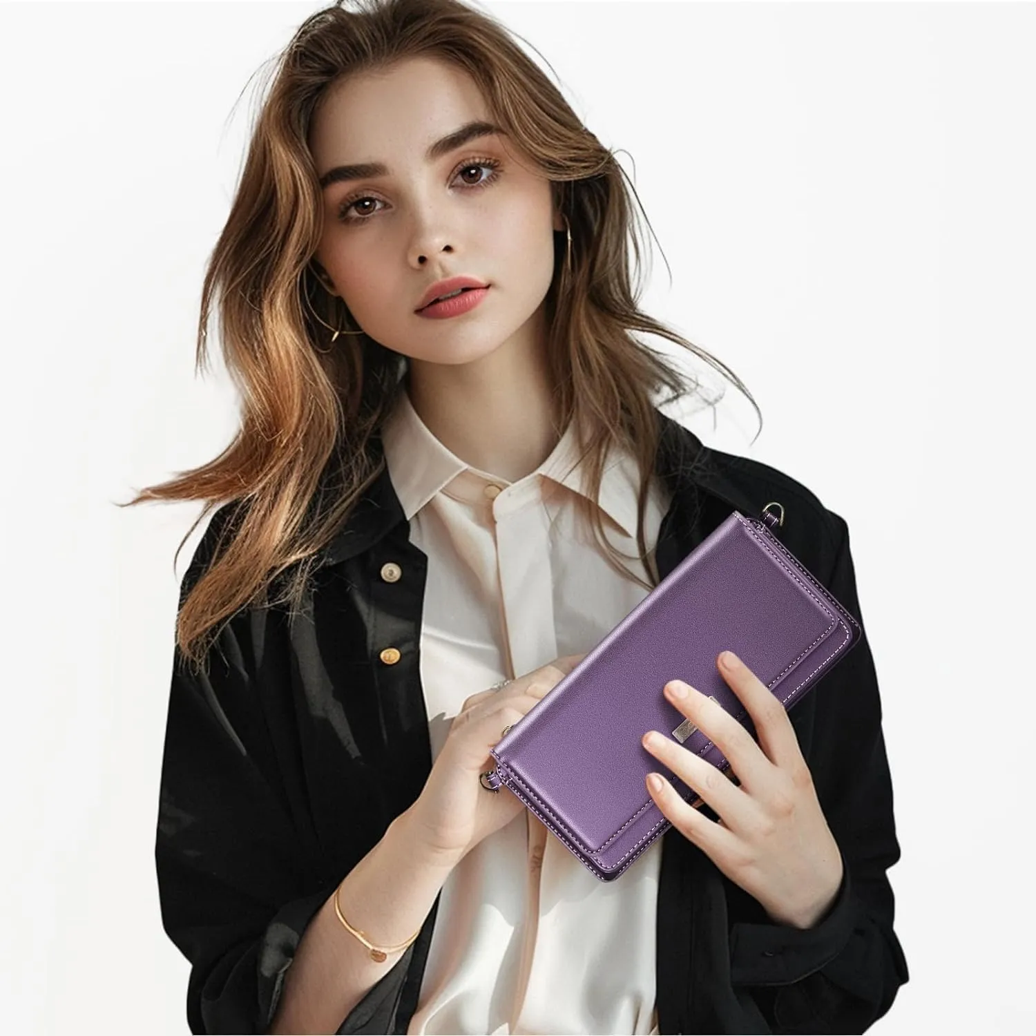 HERCOO Small Crossbody Phone Purse, Women's RFID Crossbody Wallet Wristlet Purse with Phone Pocket