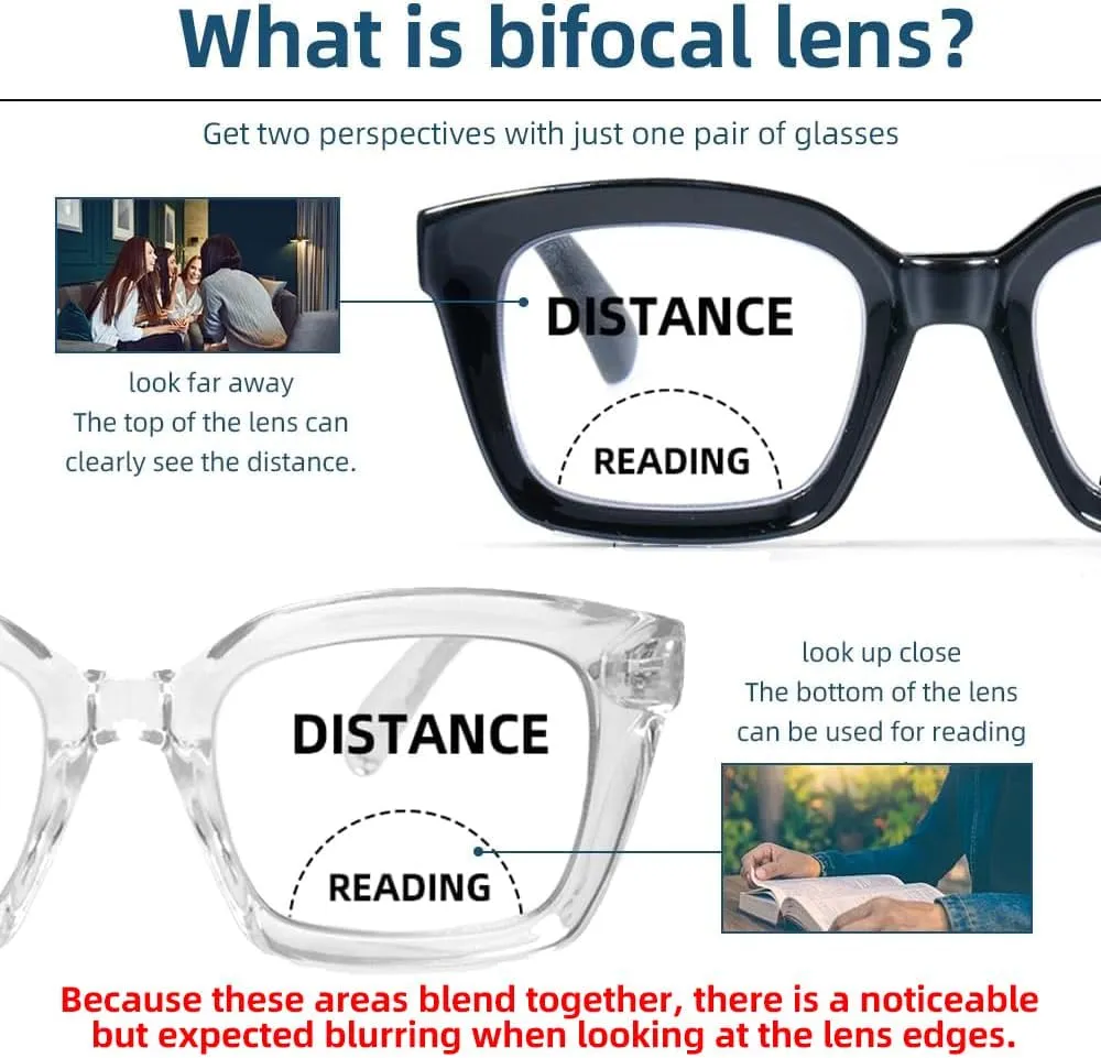HIYANJN Bifocal Reading Glasses For Women Men Blue Light Computer Readers Clear Top Transition Ladies Eyewear