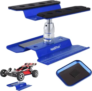 HobbyPark Aluminum RC Car Work Stand Repair Workstation 360 Degree Rotation Lift/Lower w/Screw Tray for 1/10 1/12 1/16 Scale Car Truck Buggy (Navy Blue with Screw Tray)