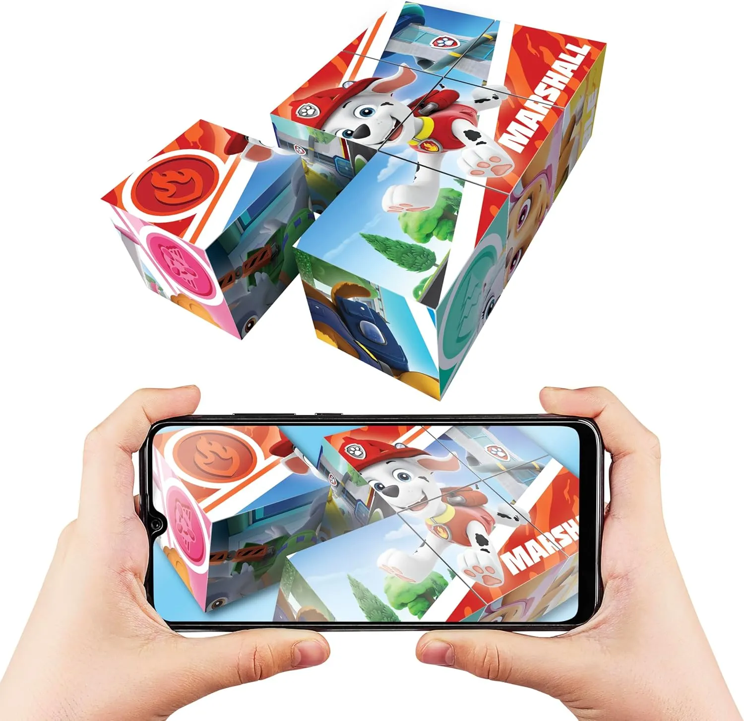 Holotoyz Paw Patrol AR Puzzle Cubez - Magic Augmented Reality Hologram Puzzles Come to Life with Smart Phone - 4D Learning Play for Kids