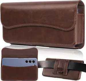 Holster for iPhone 15 15 Pro 14, 14 Pro, 13 Pro, 13, 12 Pro, 12, iPhone 11, XR - Premium Cell Phone Case with Belt Clip [Magnetic Closure] Phone Belt Holder for Men, Brown