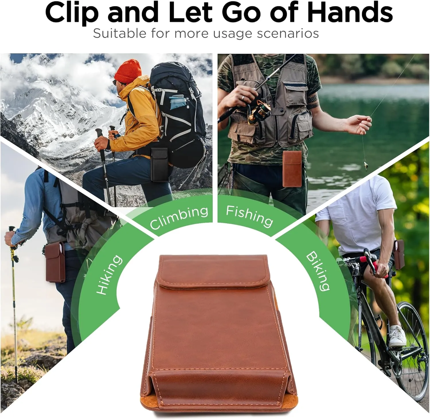 Holster for iPhone 15 Pro Max 14 Pro Max 13 Pro Max 12 Pro Max 11 Pro Max 15 Plus 14 Plus, Premium Leather Pouch with Belt Clip Phone Holster Belt Case, Brown -L, Large