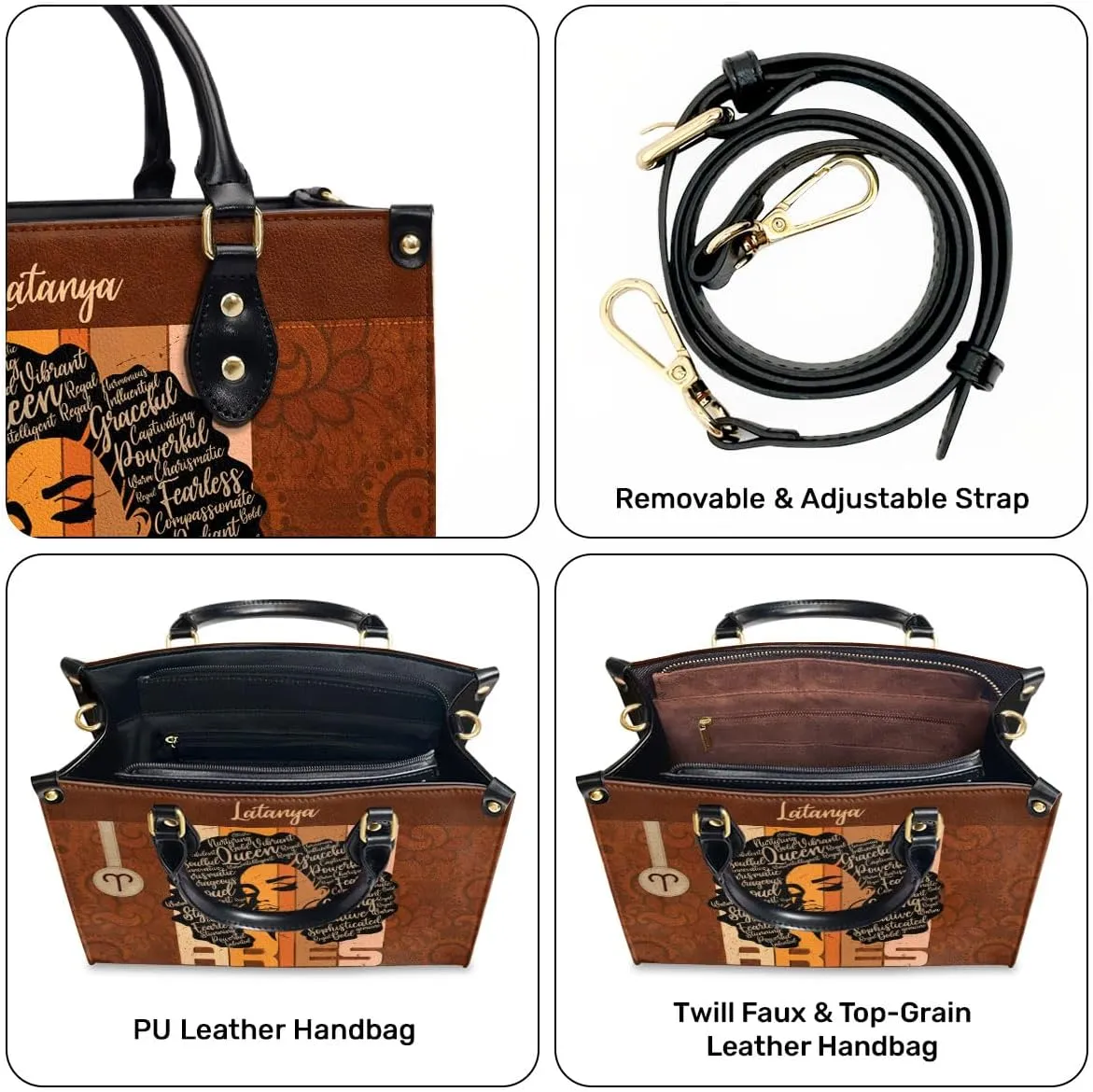Horoscope - Personalized Leather Handbag For Women, Bohemian, Zodiac, Birthday Gifts - Mothers Day Gifts For Women