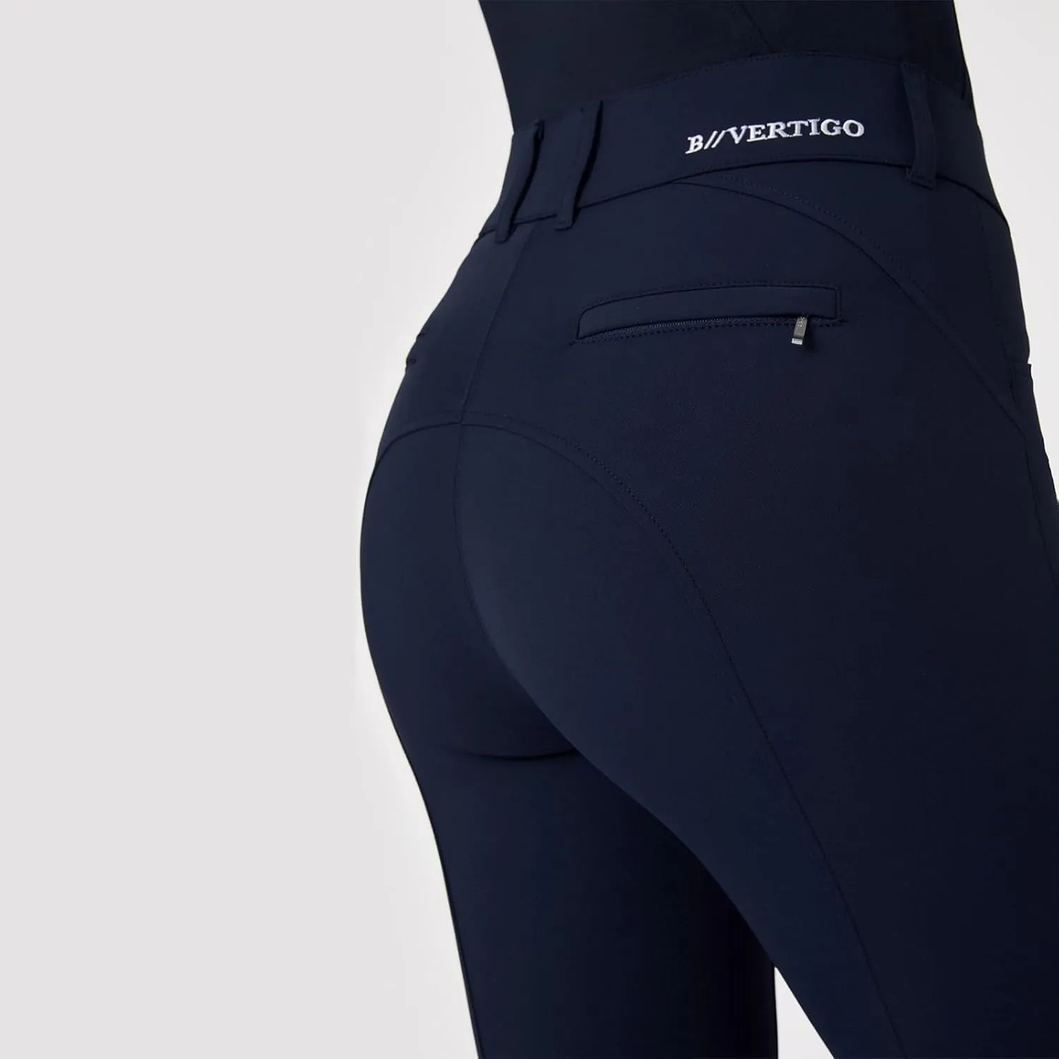 HORZE B Vertigo Davina Women's Mid-Rise Breathable Knee Patch Breeches with Phone Pockets