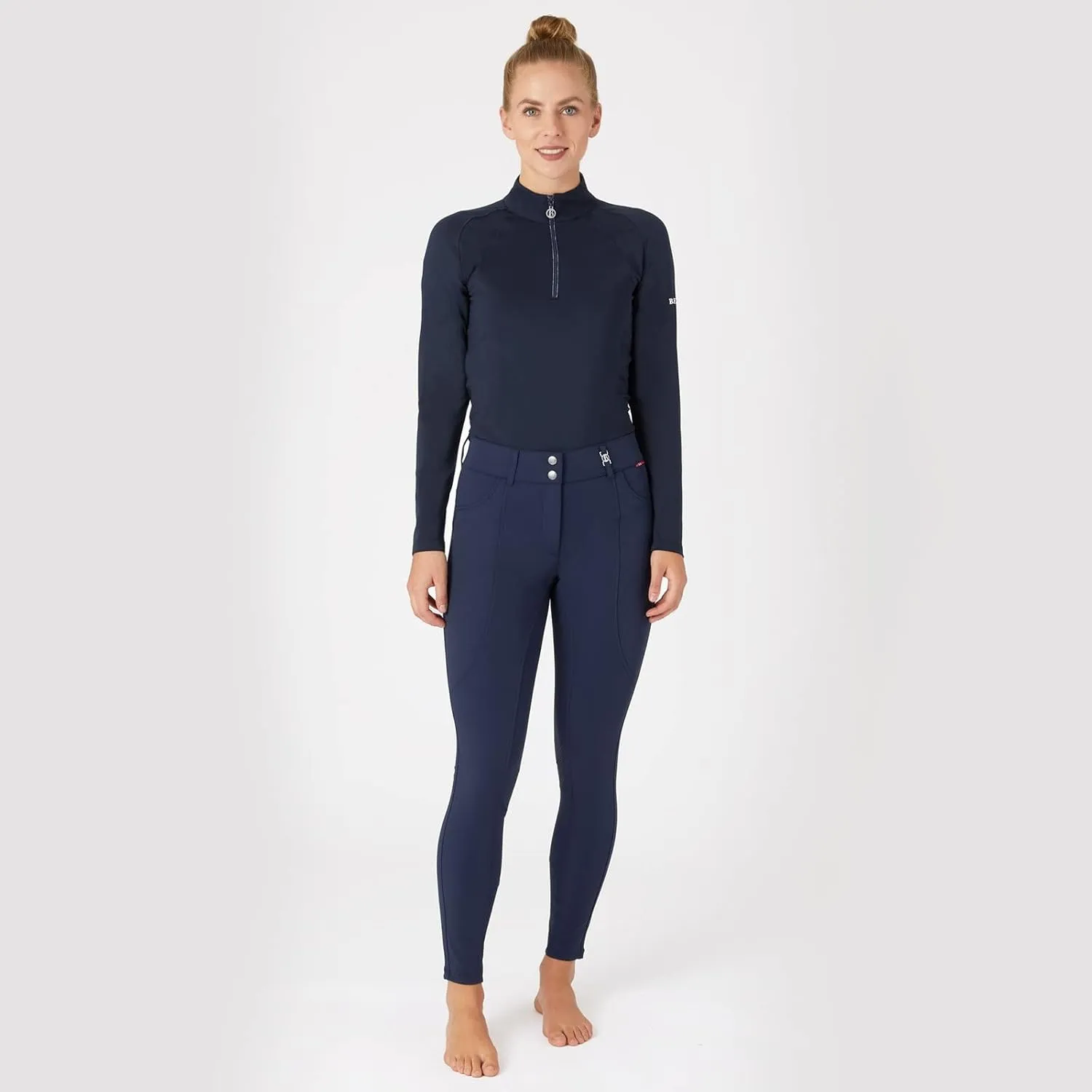 HORZE B Vertigo Davina Women's Mid-Rise Breathable Knee Patch Breeches with Phone Pockets