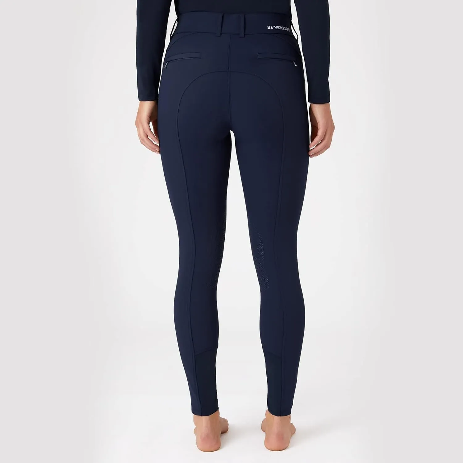 HORZE B Vertigo Davina Women's Mid-Rise Breathable Knee Patch Breeches with Phone Pockets