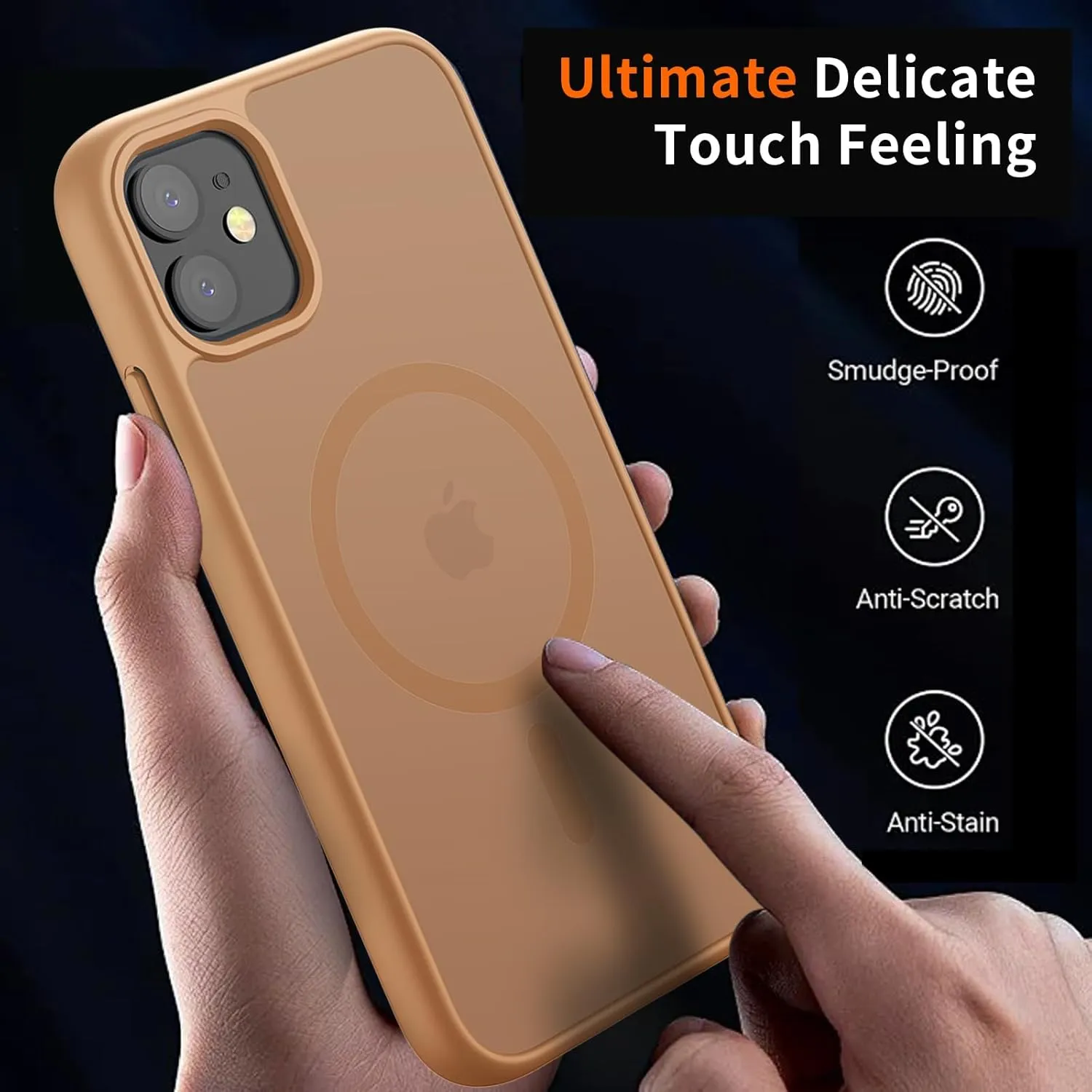 Hualele Magnetic for iPhone 11 Case & iPhone XR Case,Compatible with MagSafe, Military Grade Dropproof Translucent Matte Hard Back Soft Edge Slim Phone Case iPhone 11/XR,Brown