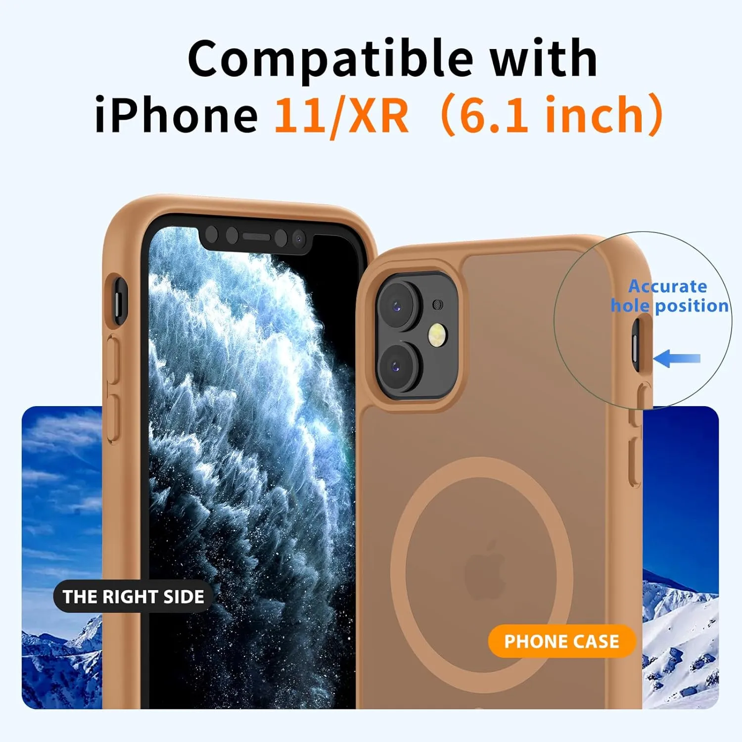 Hualele Magnetic for iPhone 11 Case & iPhone XR Case,Compatible with MagSafe, Military Grade Dropproof Translucent Matte Hard Back Soft Edge Slim Phone Case iPhone 11/XR,Brown
