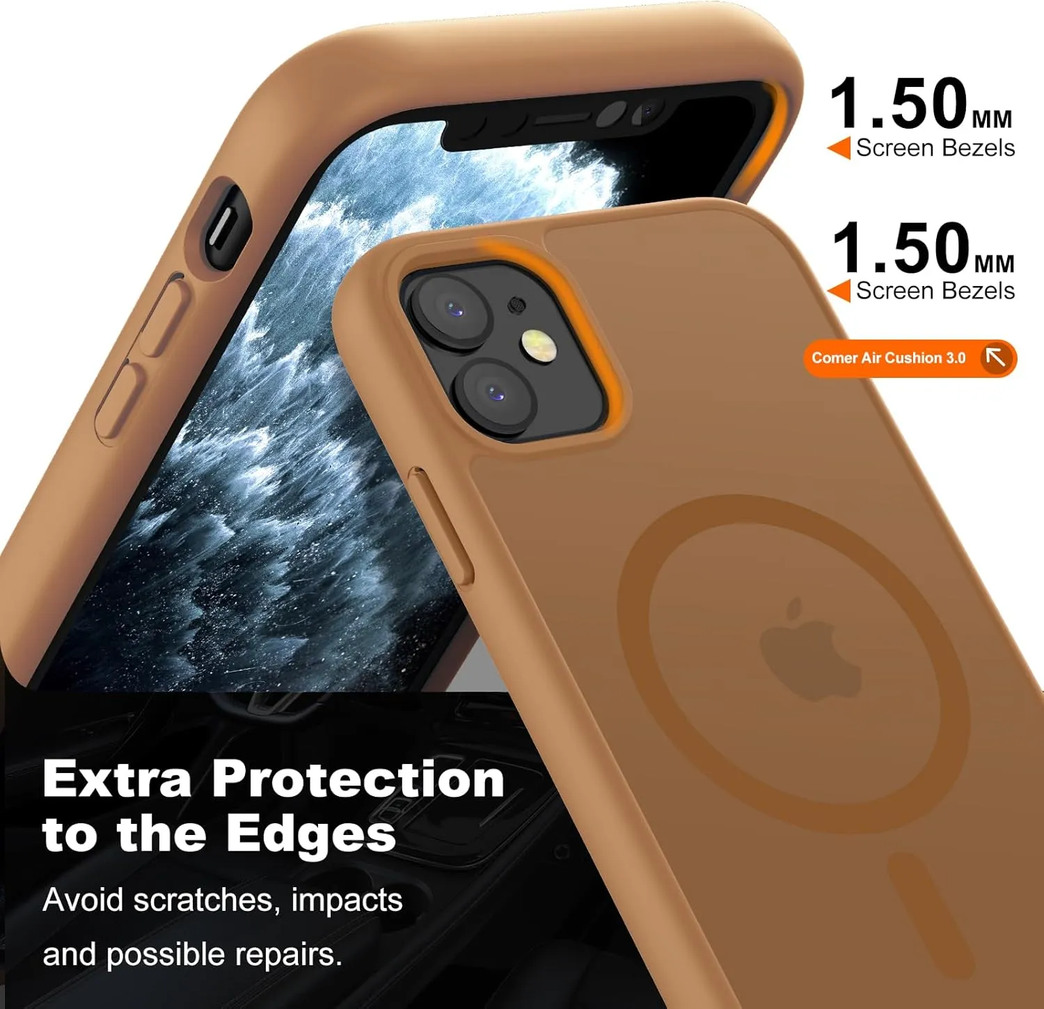 Hualele Magnetic for iPhone 11 Case & iPhone XR Case,Compatible with MagSafe, Military Grade Dropproof Translucent Matte Hard Back Soft Edge Slim Phone Case iPhone 11/XR,Brown