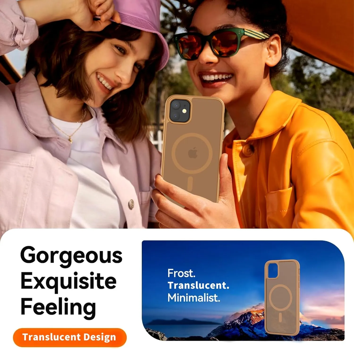 Hualele Magnetic for iPhone 11 Case & iPhone XR Case,Compatible with MagSafe, Military Grade Dropproof Translucent Matte Hard Back Soft Edge Slim Phone Case iPhone 11/XR,Brown