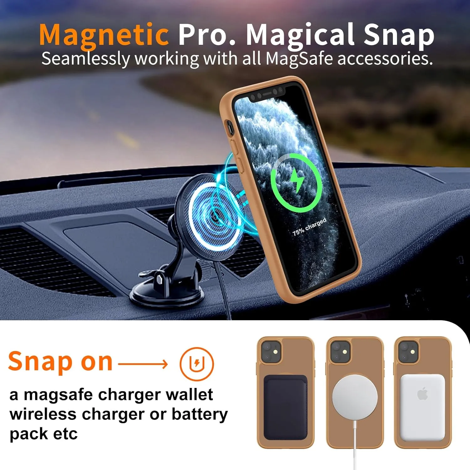 Hualele Magnetic for iPhone 11 Case & iPhone XR Case,Compatible with MagSafe, Military Grade Dropproof Translucent Matte Hard Back Soft Edge Slim Phone Case iPhone 11/XR,Brown