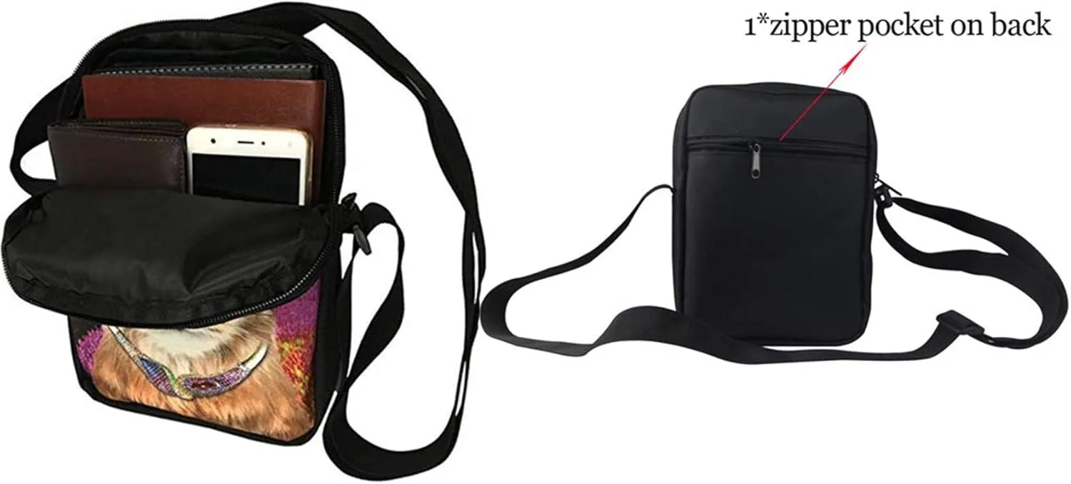 HUGS IDEA Blue Butterfly Print Women's Crossbody Bag Cute Small Shoulder Handbag Cellphone Pouch for Girls