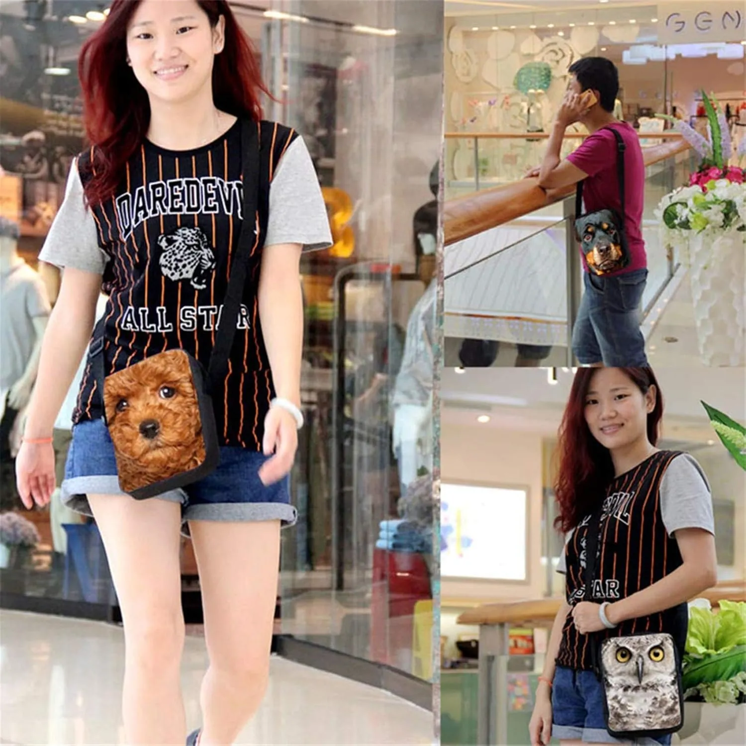 HUGS IDEA Blue Butterfly Print Women's Crossbody Bag Cute Small Shoulder Handbag Cellphone Pouch for Girls