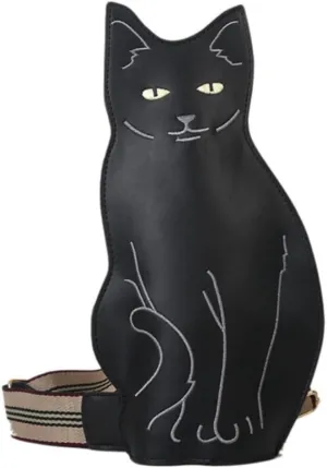 IAMUHI Novely Cat Shaped Sling Handbags Faux Leather Cross Chest Shoulder Bag Purse for Women