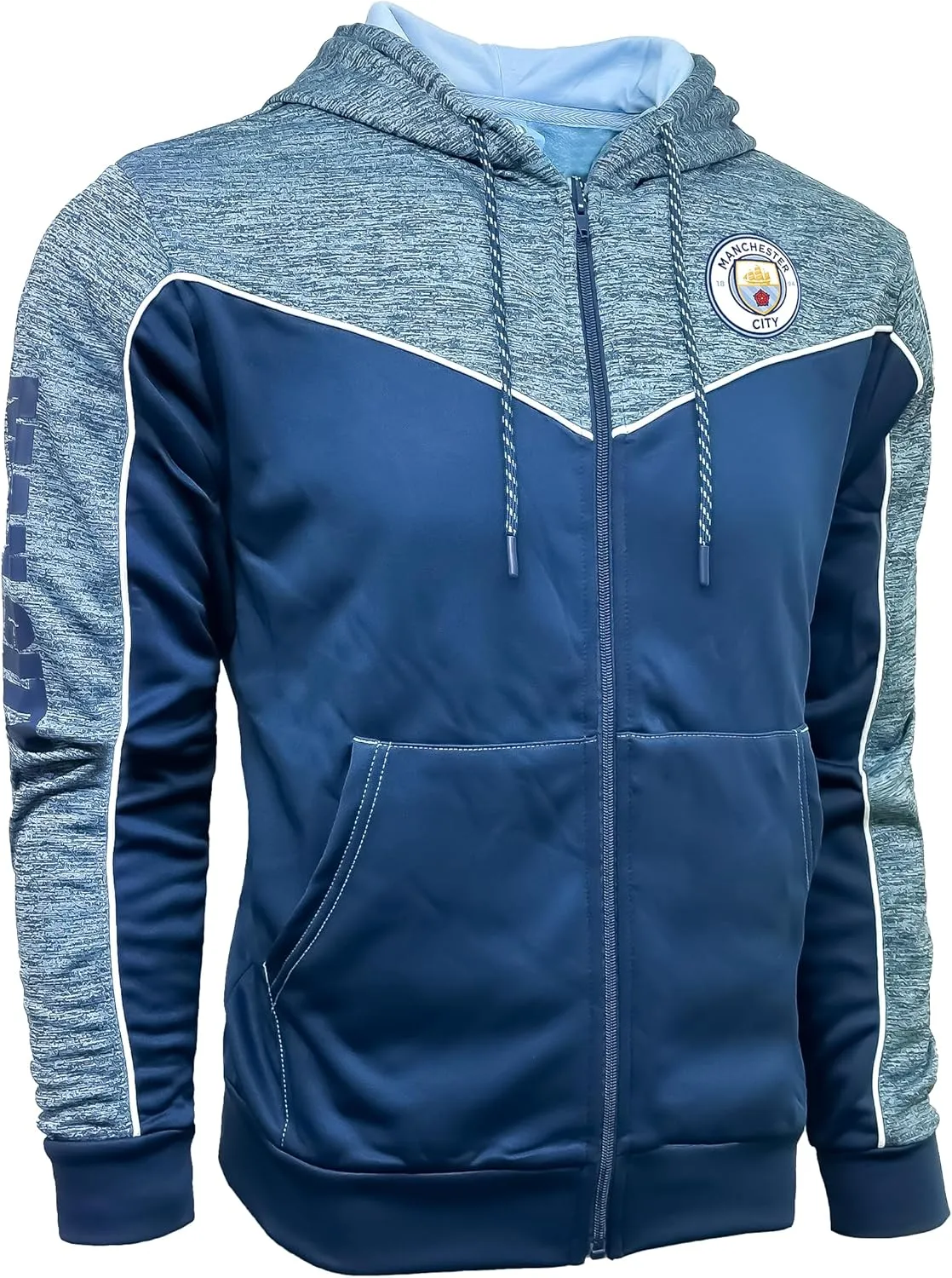 Icon Sports Men's Manchester City Full-Zip Hoodie, Licensed M. City Hooded Sweatshirt